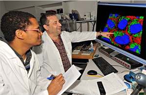 Prof. Aroeti in his lab